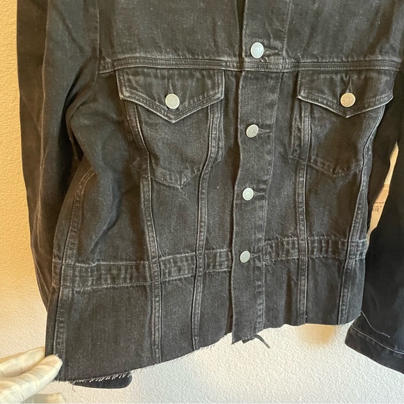 ETICA Remi Reconstructed Jacket Puff Sleeve Jean Jacket Black - Picture 7 of 11